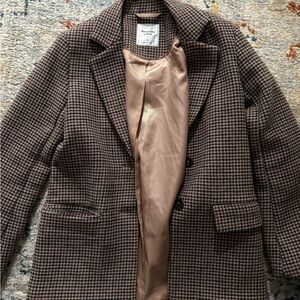 Abercrombie & Fitch Brown Houndstooth Blazer